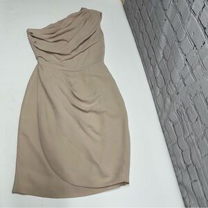 MaxMara One-Shoulder Beige Dress size 4 silk